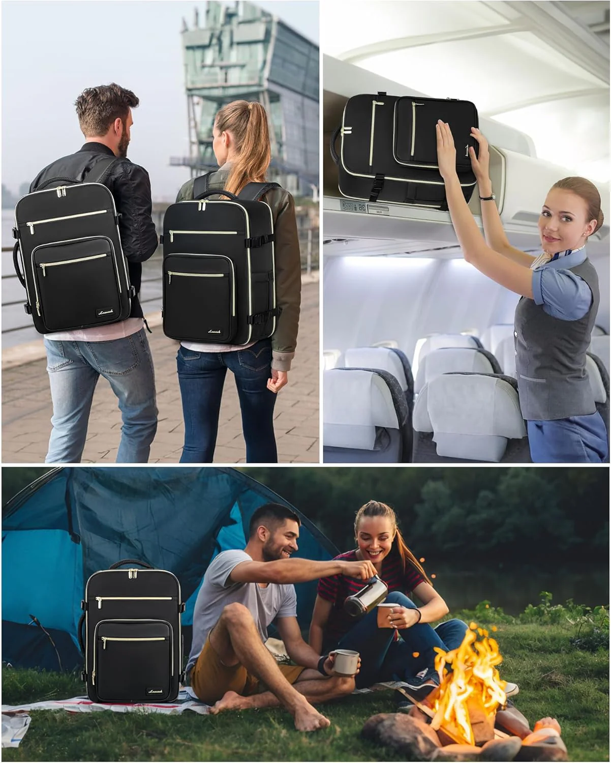 4Pcs Plain Color Travel Backpack, 40L/50L - Image 10