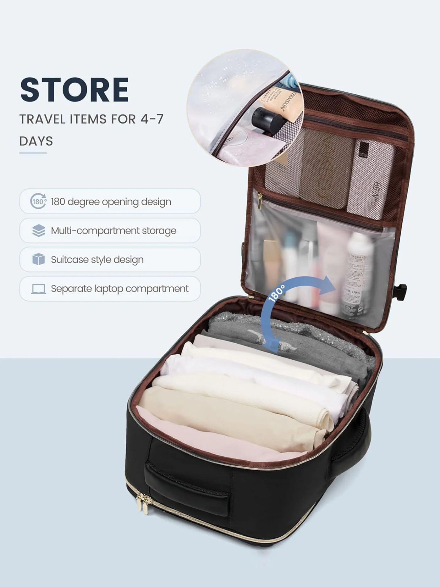 4Pcs Plain Color Travel Backpack, 40L/50L - Image 7