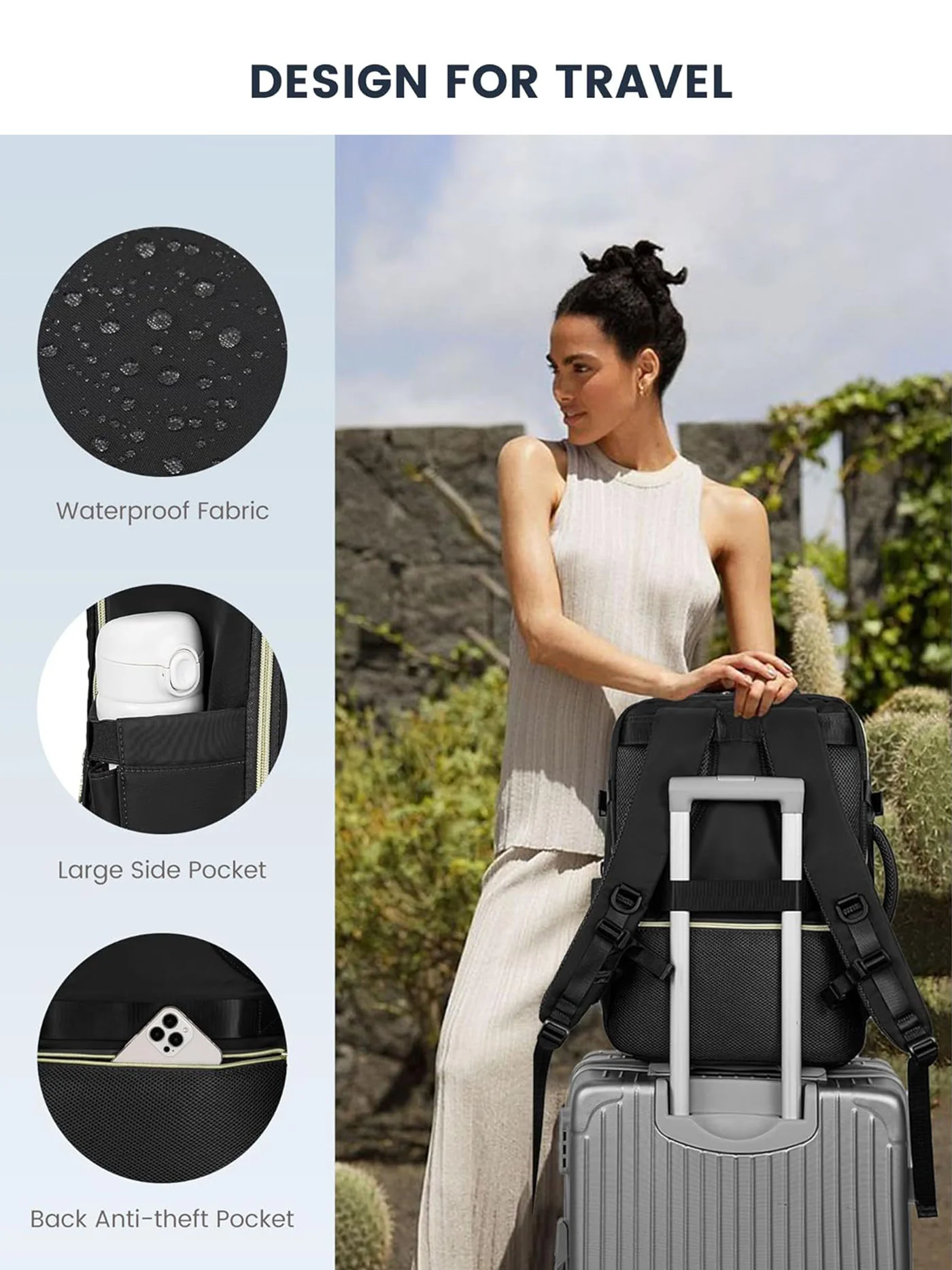 4Pcs Plain Color Travel Backpack, 40L/50L - Image 8