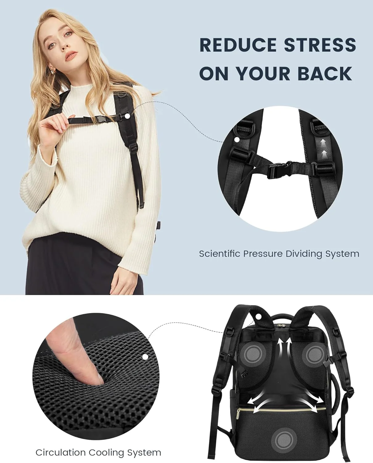 4Pcs Plain Color Travel Backpack, 40L/50L - Image 9