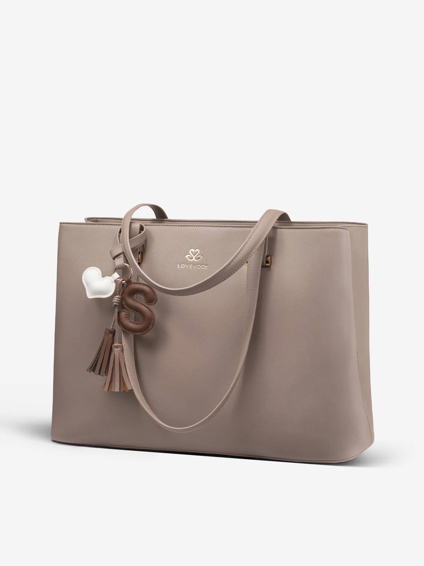 Leather Charm Laptop Tote Bag - Image 8