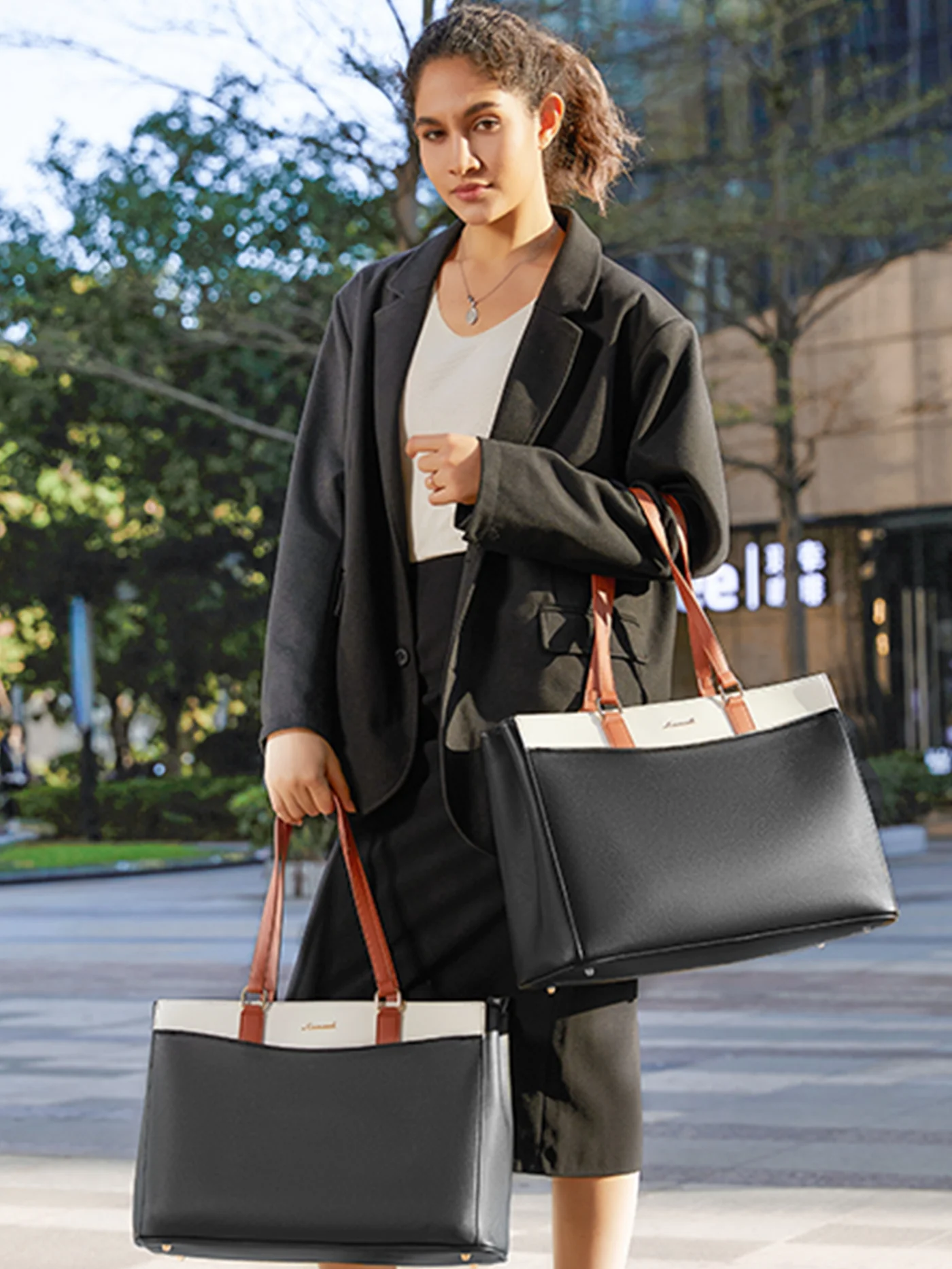 Leather Laptop Tote Bag, 15.6" 17.3" - Image 2