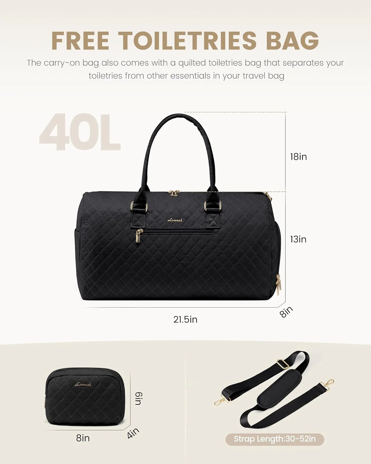 2Pcs Duffel Bag with Toiletry Bag - Image 8