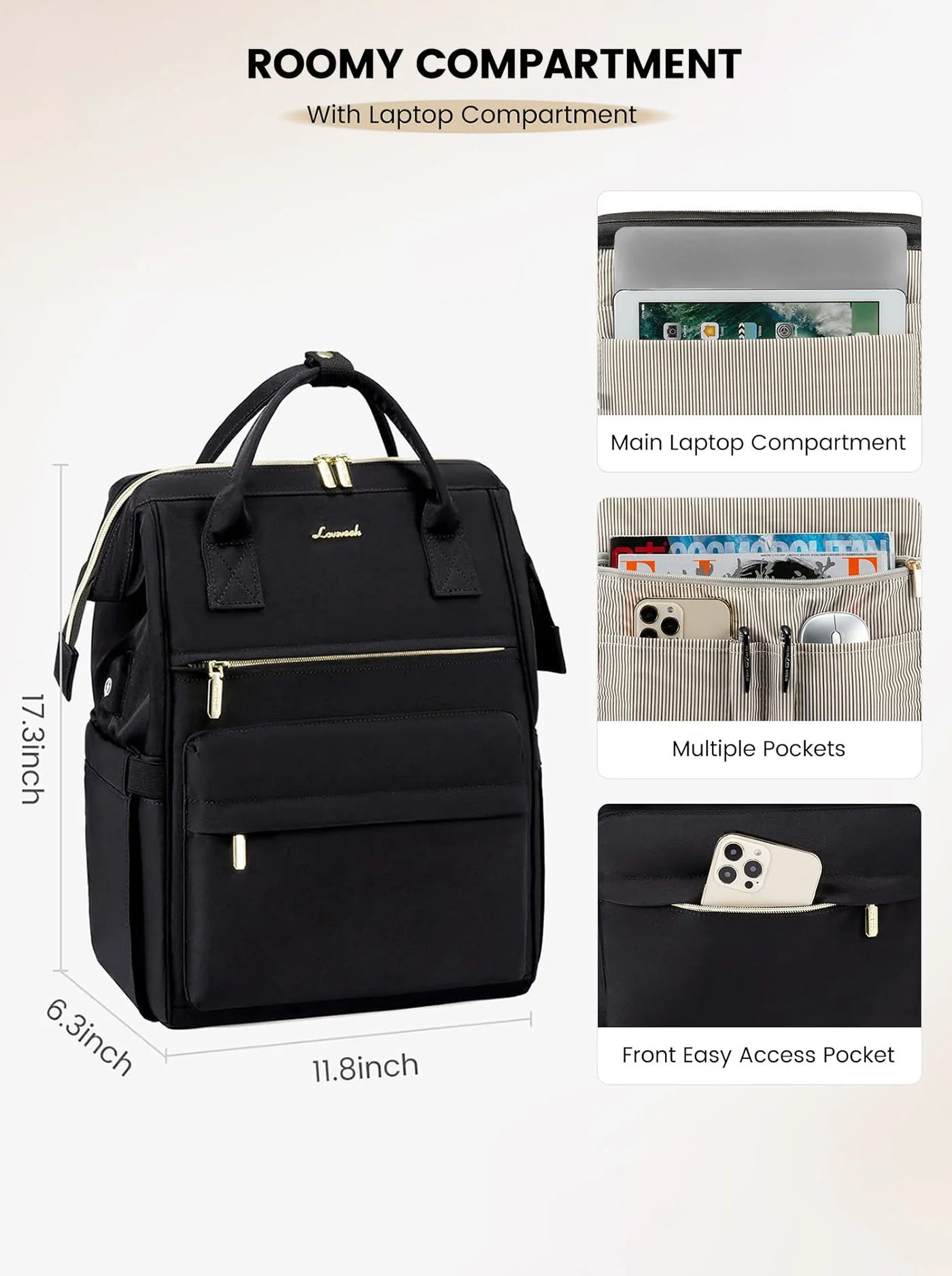 Laptop Backpack, 15.6" 17.3" - Image 4